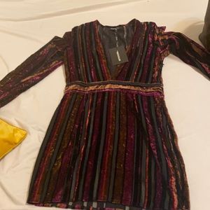 Pretty little thing deep v striped dress